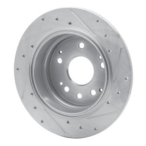 Acura CL Brake Rotor (1) - Rear Left - R1 Concepts - Drilled & Slotted - Silver - `01-`03